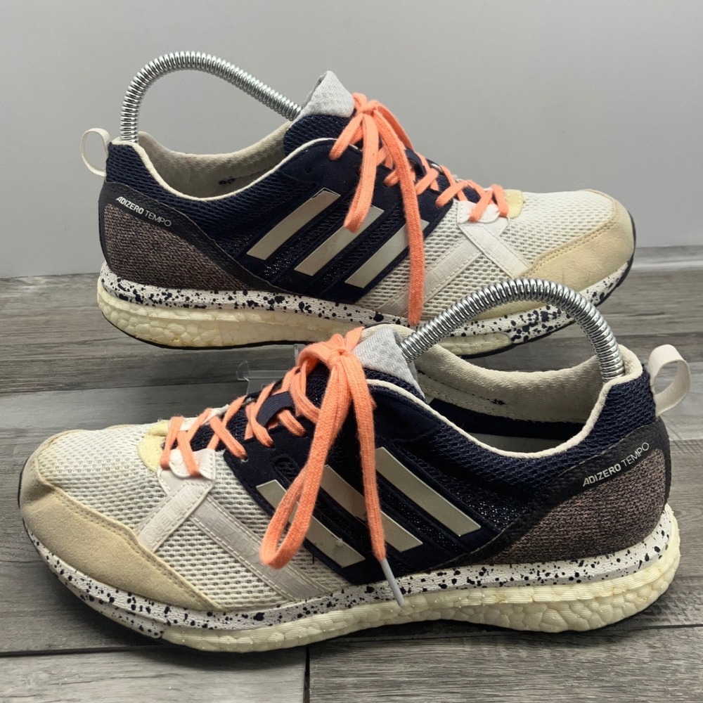 Adidas Adizero Tempo 9 Running Shoes Navy White Peach CP9499 Womens 8.5